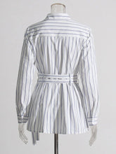 Asma Spliced Button Belt Blouses